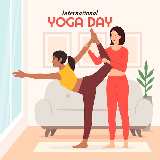 Вектор Плоская иллюстрация к празднованию международного дня йоги