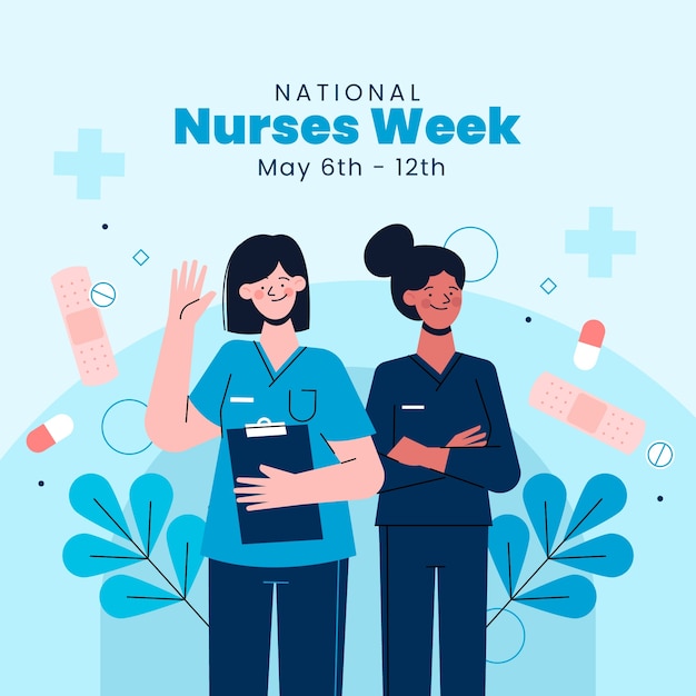 Плоская иллюстрация для национального празднования Недели медсестер