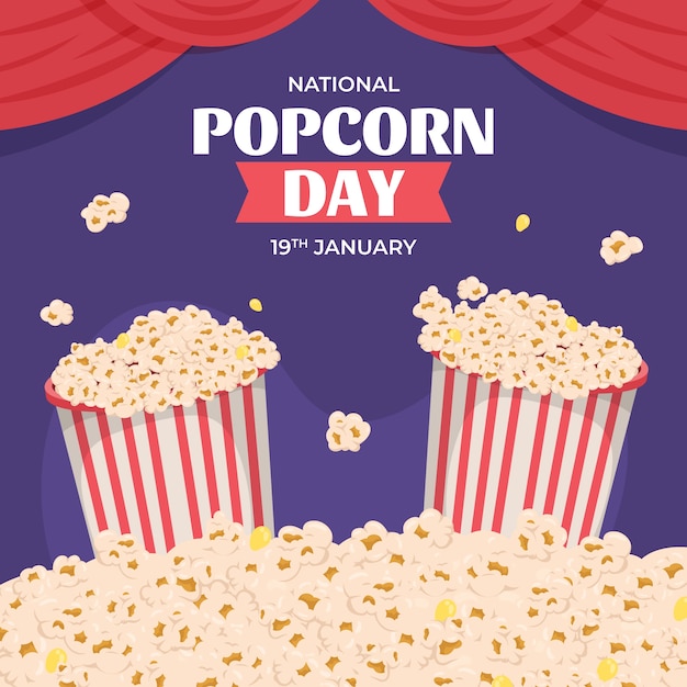 Вектор Плоская иллюстрация к национальному дню попкорна