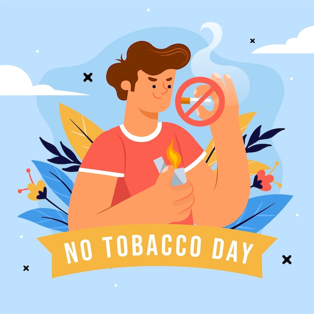 Плоская иллюстрация для информирования о дне без табака