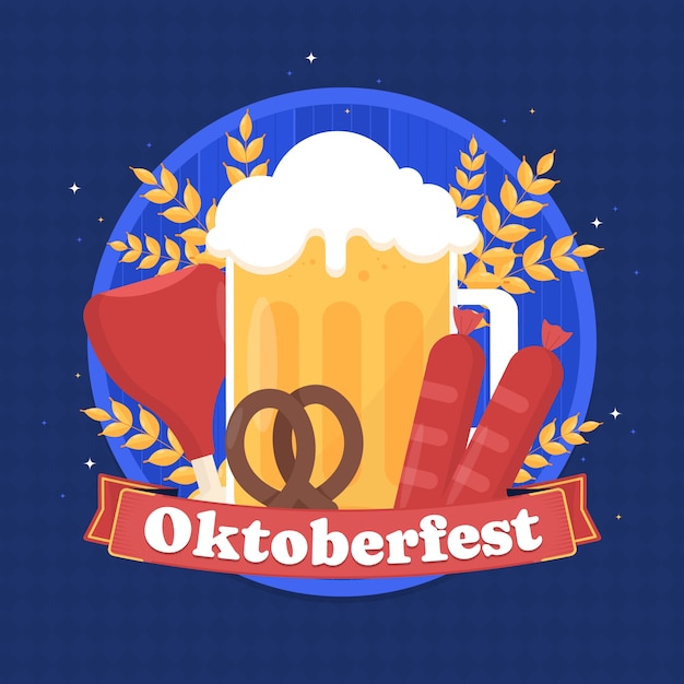 ベクトル オクトーバーフェストのビール祭りのお祝いのためのフラットの図