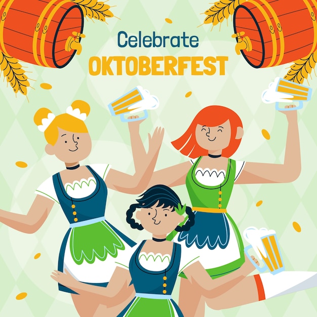 Вектор Плоская иллюстрация для празднования пивного фестиваля октоберфест