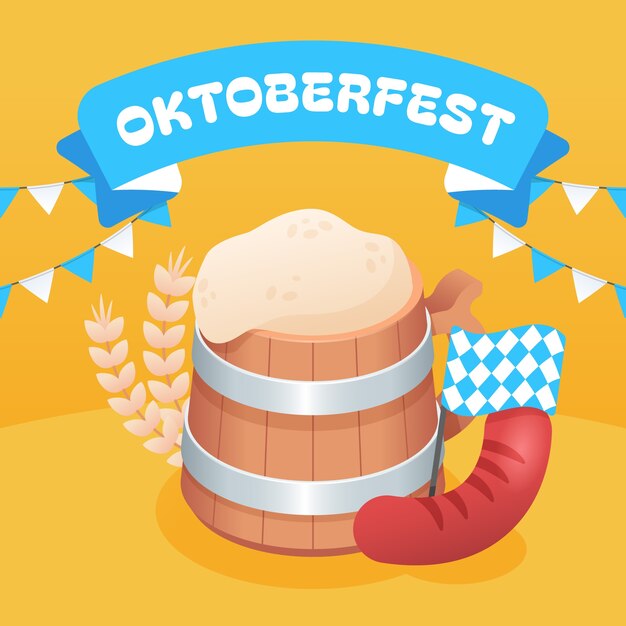 Вектор Плоская иллюстрация для празднования пивного фестиваля oktoberfest