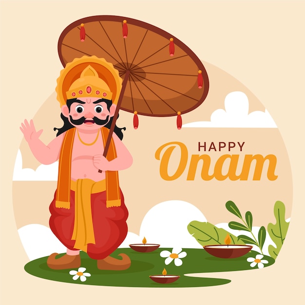 Onam 축제 축하를 위한 평면 그림