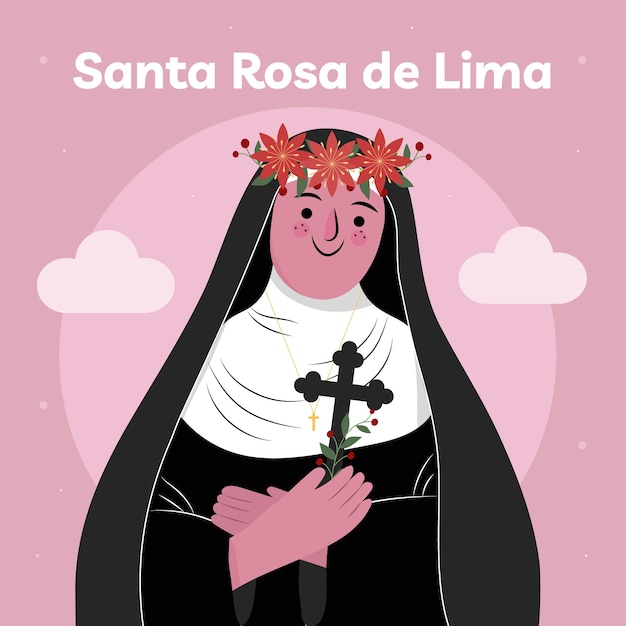 Плоская иллюстрация к религиозному празднику санта-роза-де-лима