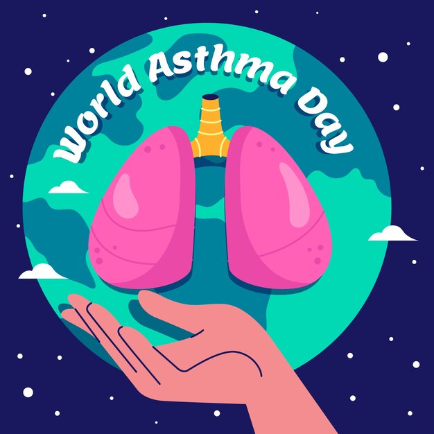Вектор Плоская иллюстрация для осведомленности о всемирном дне астмы