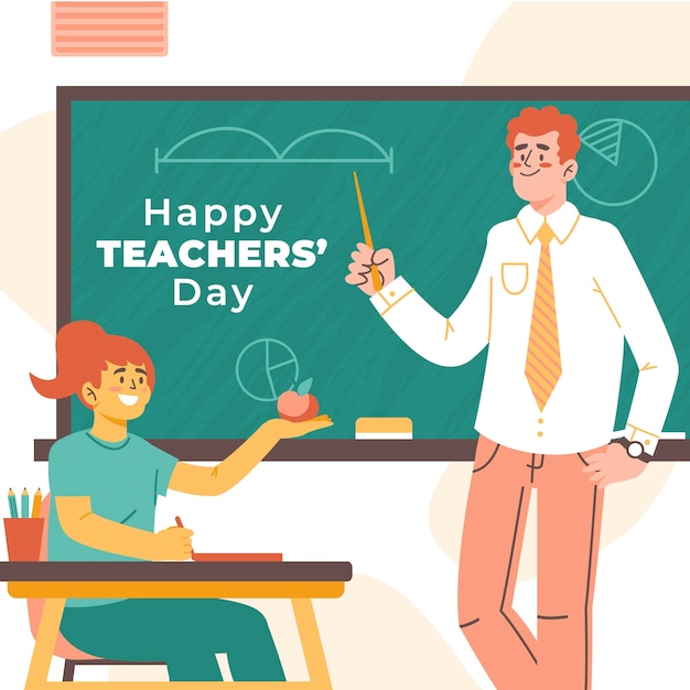 Вектор Плоская иллюстрация для празднования всемирного дня учителя