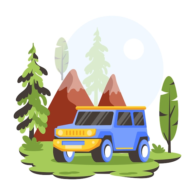 Vector a flat illustration of forest transport