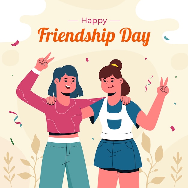 flat illustration for friendship day celebration