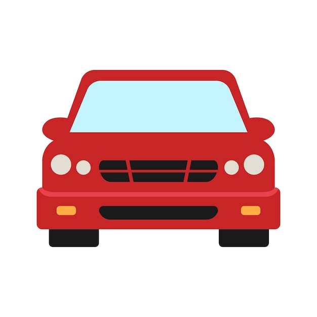 Flat illustration of front view of red color car