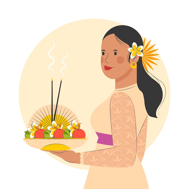 Flat illustration for galungan celebration