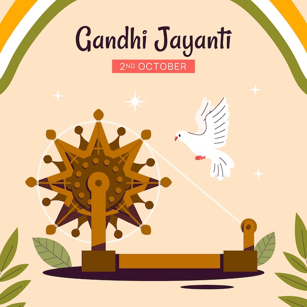 Vettore illustrazione piatta per la celebrazione di gandhi jayanti