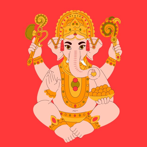 Flat illustration for ganesh chaturthi celebration