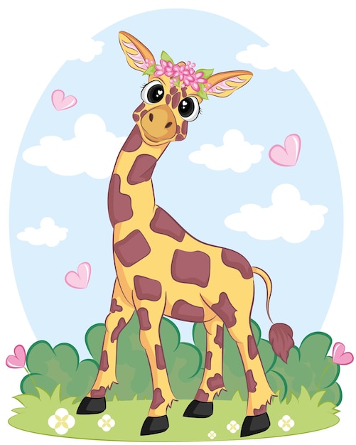 Flat illustration of a giraffe.