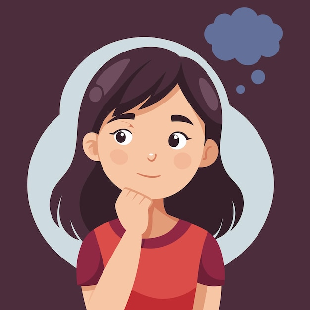 の下の右手の濃い茶色のシャツを身に着けている女の子の平らなイラスト