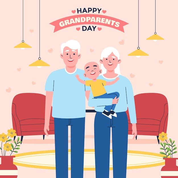 조부모의 날 축하를위한 평면 그림