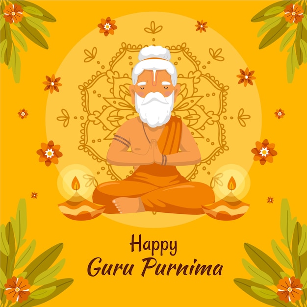flat illustration for guru purnima celebration