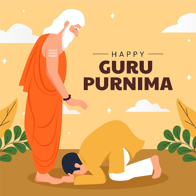 Flat illustration for guru purnima celebration