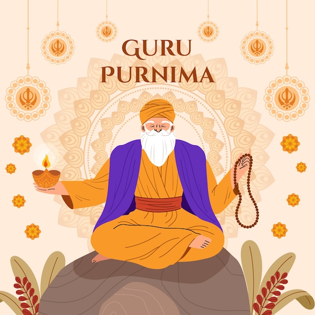 Illustrazione piatta per la celebrazione del guru purnima