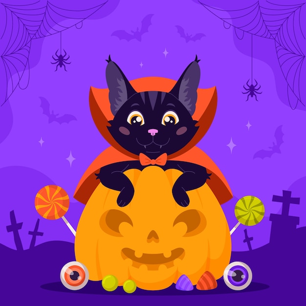 ハロウィーンのお祝いのフラットの図