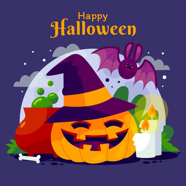 Illustrazione piatta per la celebrazione di halloween