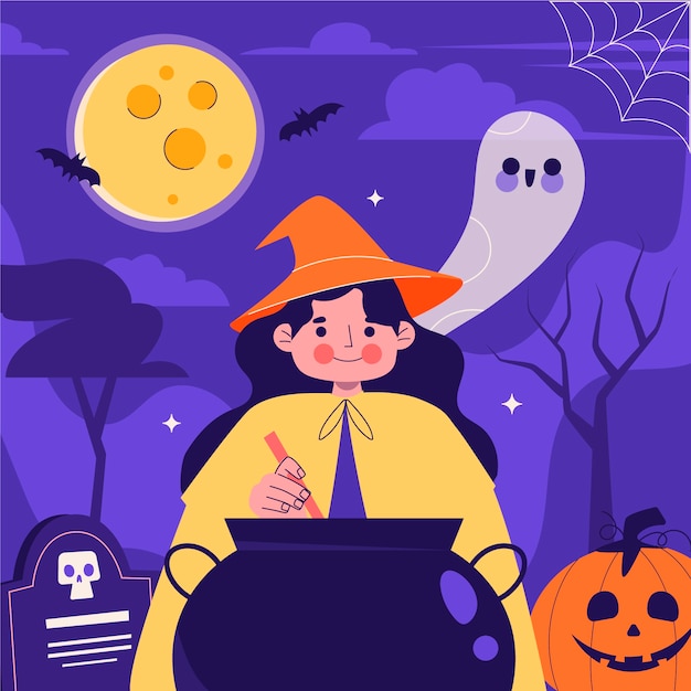 flat illustration for halloween season celebration