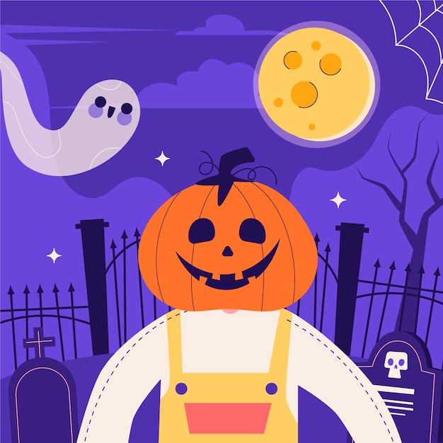 Vettore illustrazione piatta per la celebrazione della stagione di halloween