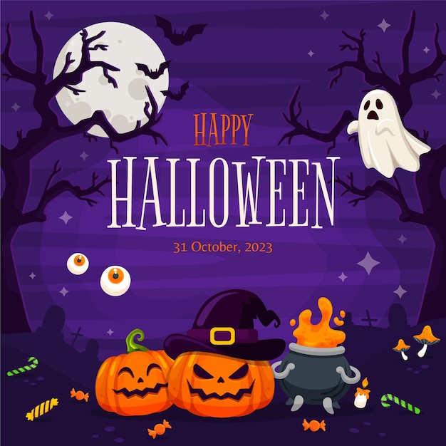 Illustrazione piatta per la celebrazione della stagione di halloween