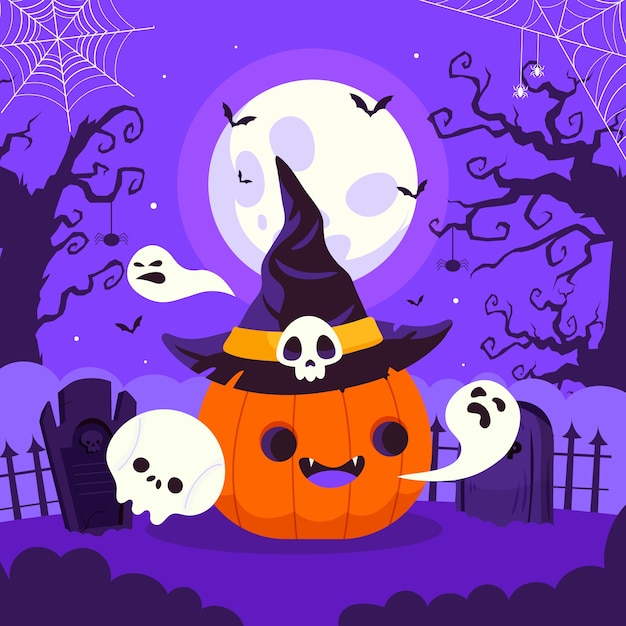 ハロウィーン シーズンのお祝いのためのフラットの図