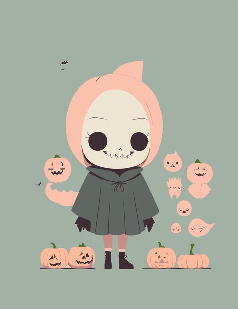 ハロウィーンの時期の平らなイラスト