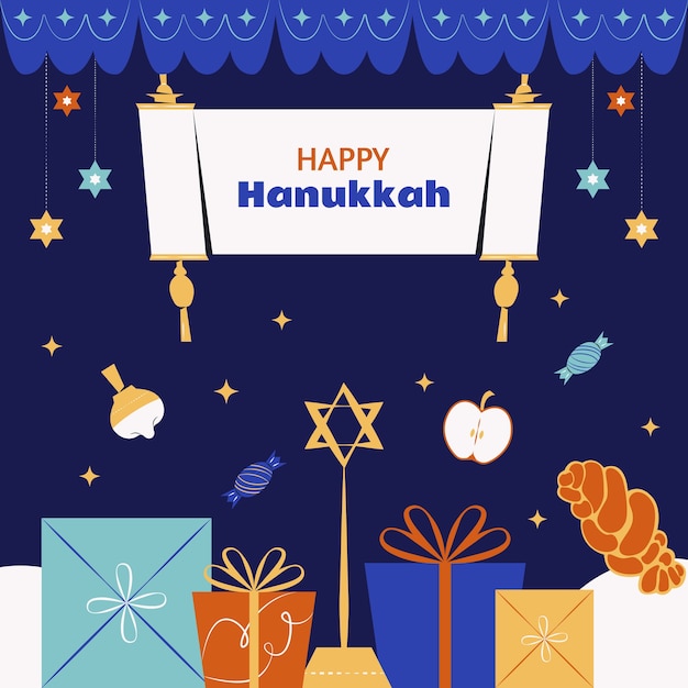 Illustrazione piatta per la celebrazione di hanukkah