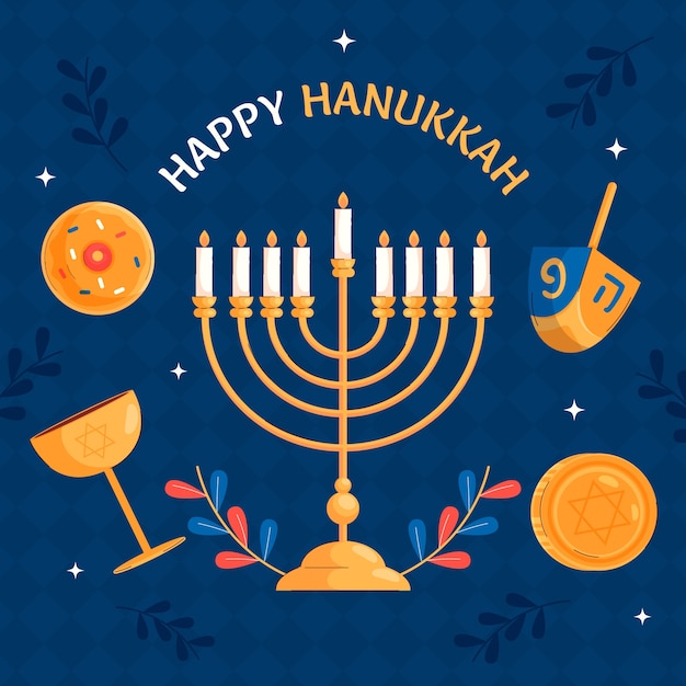 Vettore illustrazione piatta per la celebrazione di hanukkah