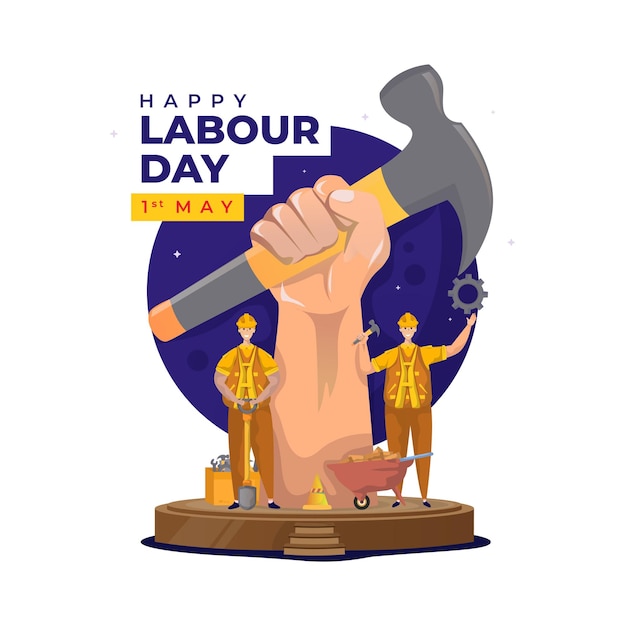 Flat illustration happy labour day concept