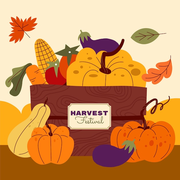 Vector flat illustration for harvest festival celebration