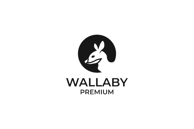 Векторная идея дизайна логотипа валлаби с плоской иллюстрацией