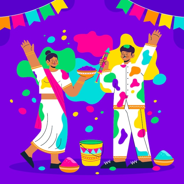 flat illustration for holi festival celebration