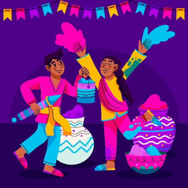 flat illustration for holi festival celebration