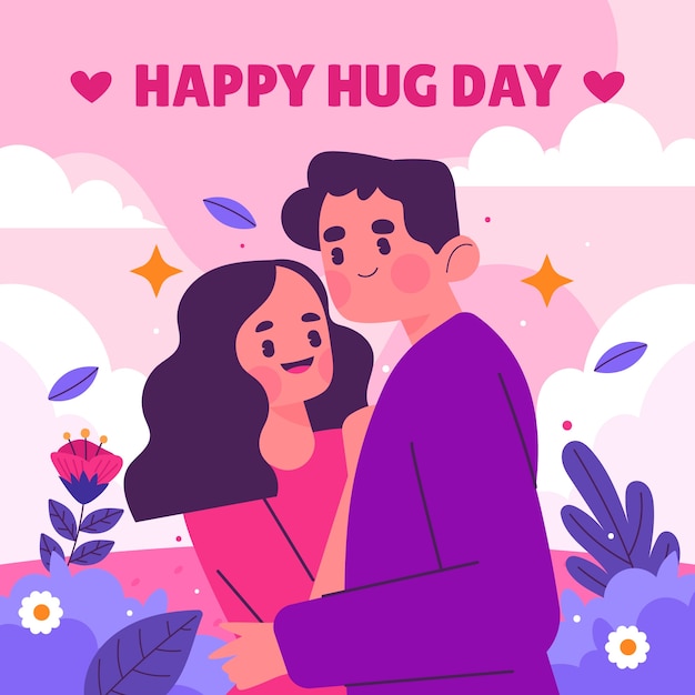 Vector flat illustration for hug day celebration