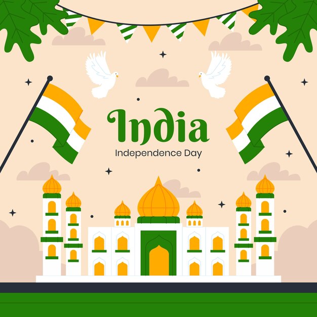 Flat illustration for india independence day celebration