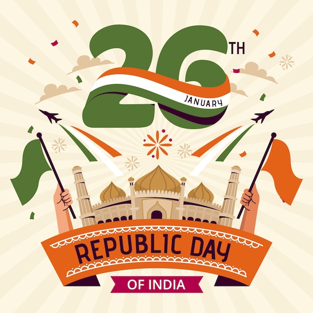 Vector flat illustration for india republic day celebration