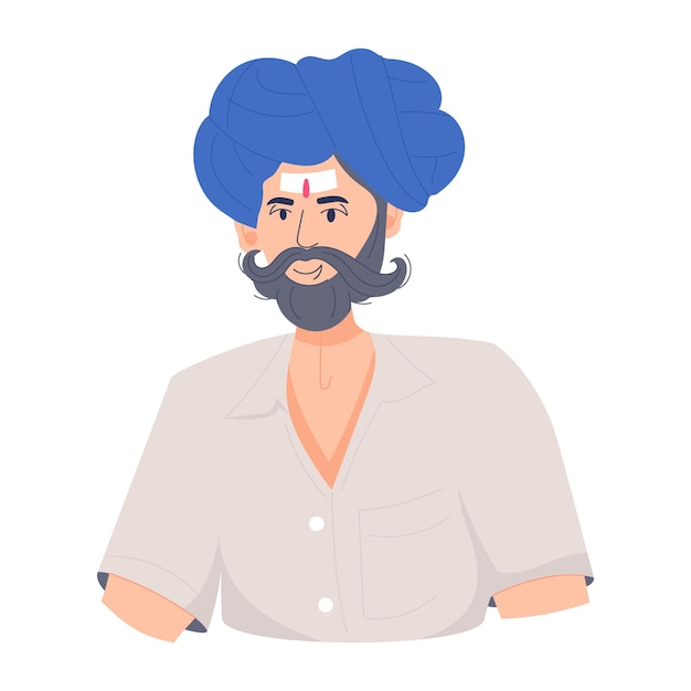 Vector flat illustration of indian sikh