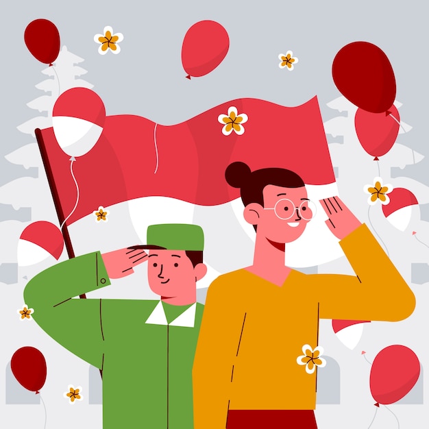 Flat illustration for indonesia independence day celebration