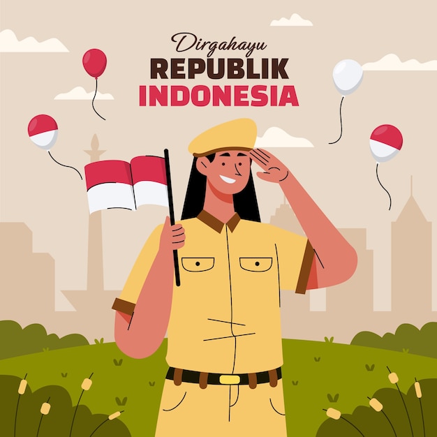 Flat illustration for indonesia independence day celebration