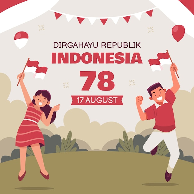 Flat illustration for indonesia independence day celebration