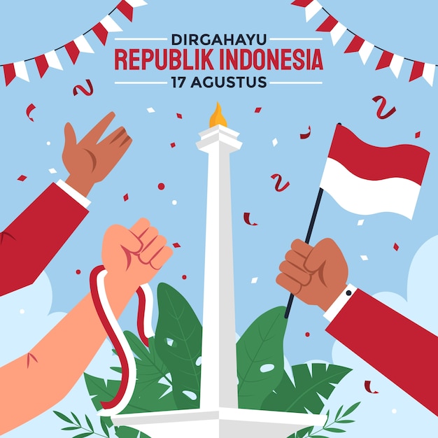 Flat illustration for indonesia independence day celebration