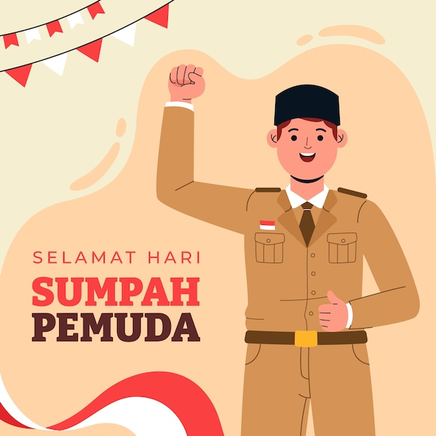 Vector flat illustration for indonesian sumpah pemuda