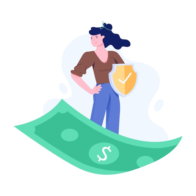 保険の現金の平らなイラスト