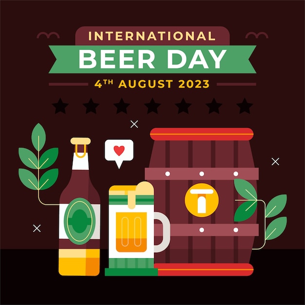 Vector flat illustration for international beer day celebration