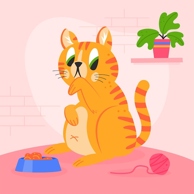 Vector flat illustration for international cat day celebration