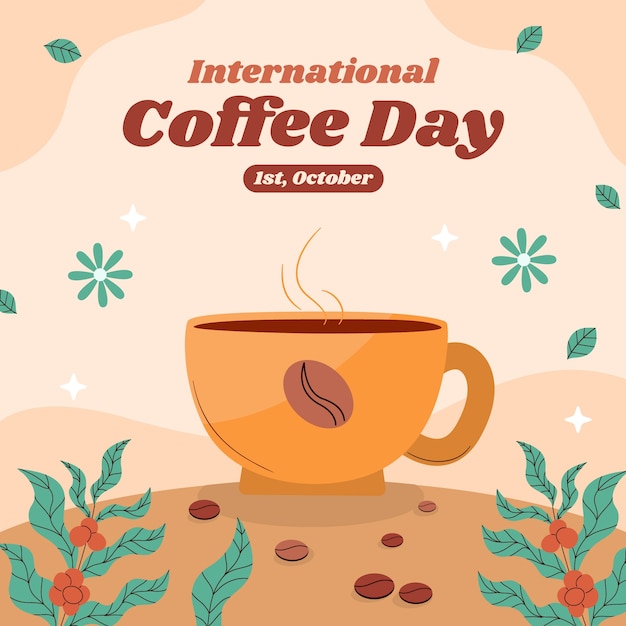 Flat illustration for international coffee day celebration